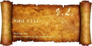 Vahl Lili névjegykártya